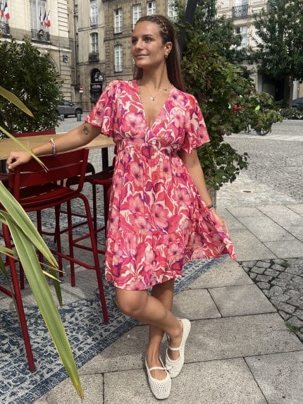 Robe fleurie rose