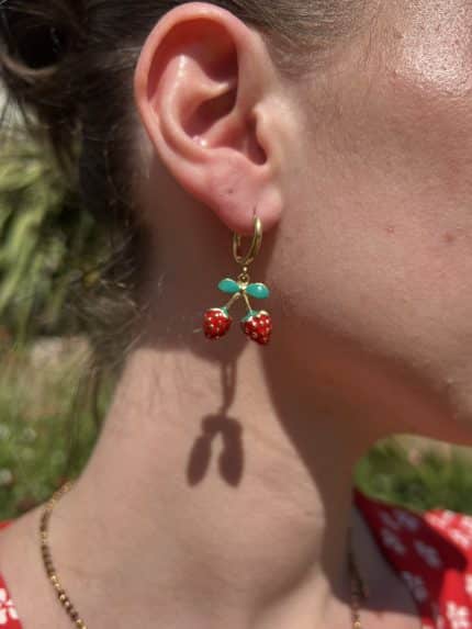 Boucles d'oreilles cerise