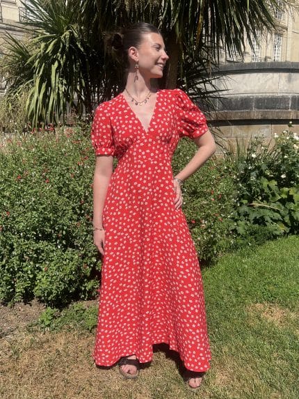 Robe longue à petites fleurs