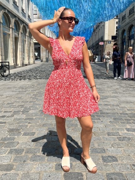 Robe petites fleurs à paillettes