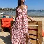 Robe longue fleurie rose