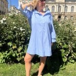 Robe rayée à col victorien