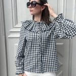 Blouse vichy à col Claudine