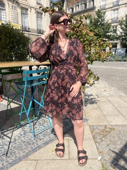 Robe manches longues avec roses