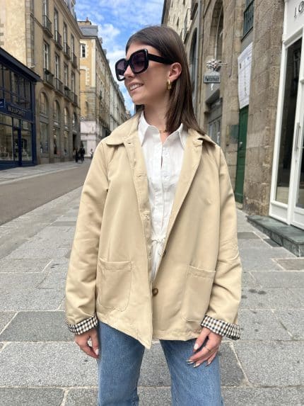 Trench à doublure à carreaux