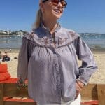 Blouse vichy à col collerette