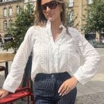 Blouse à col victorien brodée