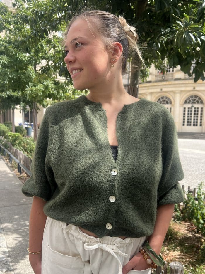 Gilet manches 3/4 en laine