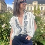 Blouse blanche bordée