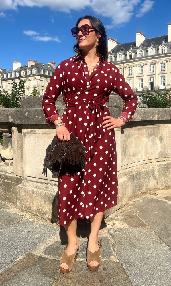 Robe cache-coeur à pois