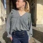 Blouse fluide à carreaux vichy et volants