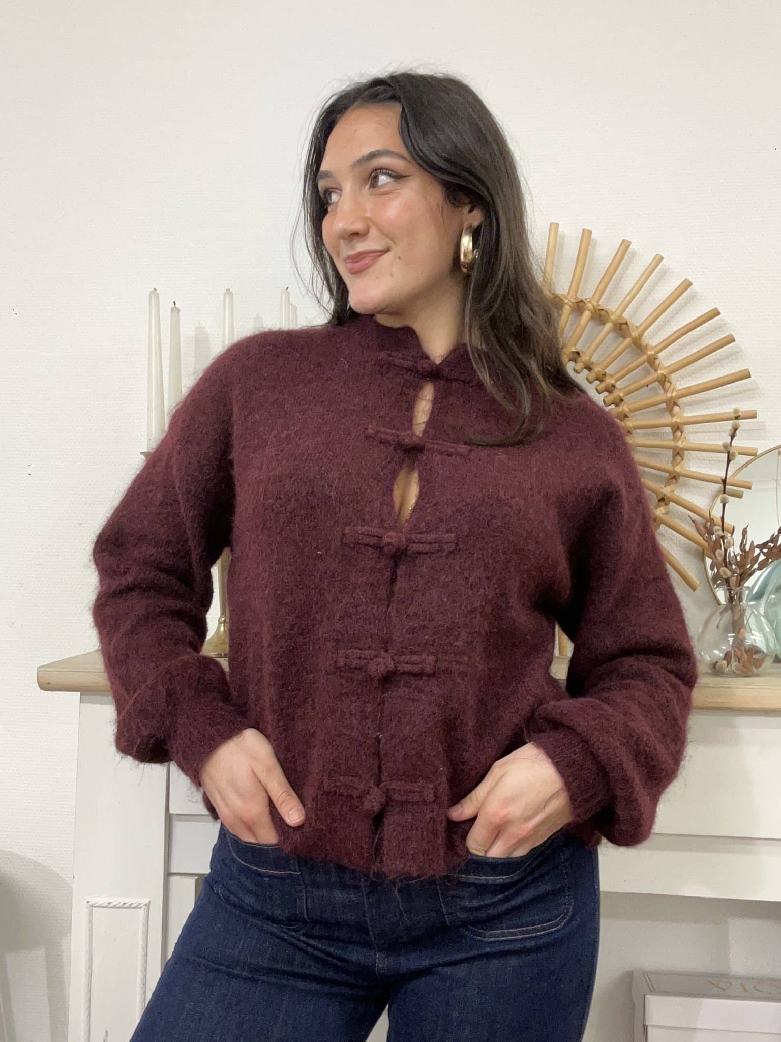 Gilet en maille duveteuse à fermetures nouées Img 6436